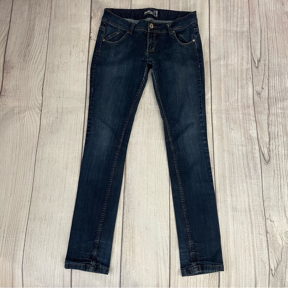 Vintage Y2K BERSHKA Women’s Dark Indigo Denim Skinny Jeans Size 10